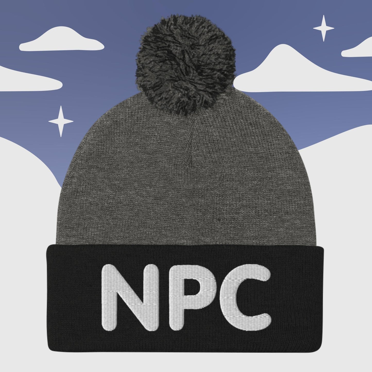 NPC - Pom-Pom Beanie Sage Graphics Dark Heather Grey/ Black 