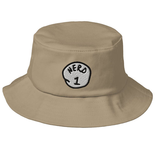 Nerd 1 - Old School Bucket Hat Sage Graphics Khaki 