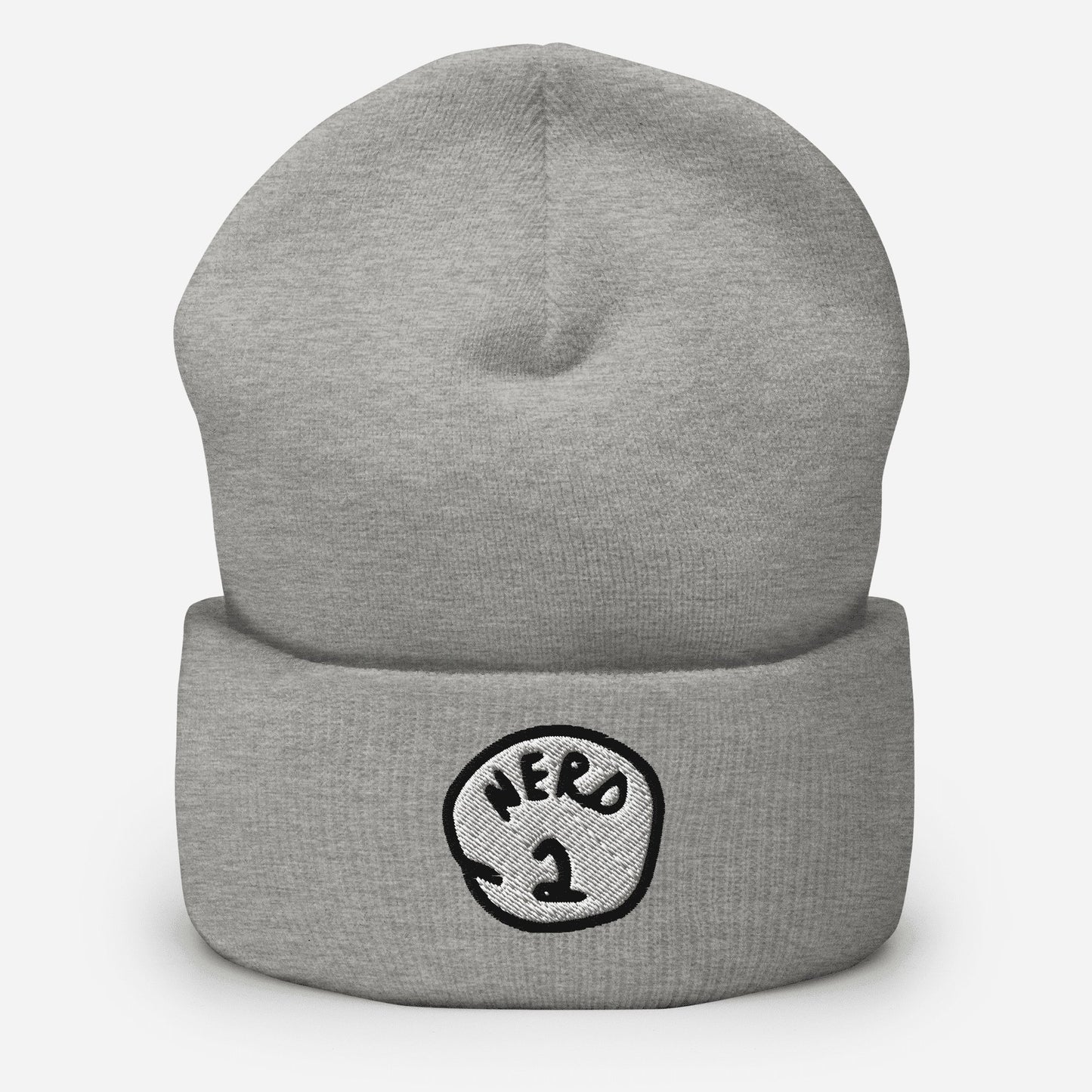 "Nerd 2" Cuffed Beanie Sage Graphics Heather Grey 