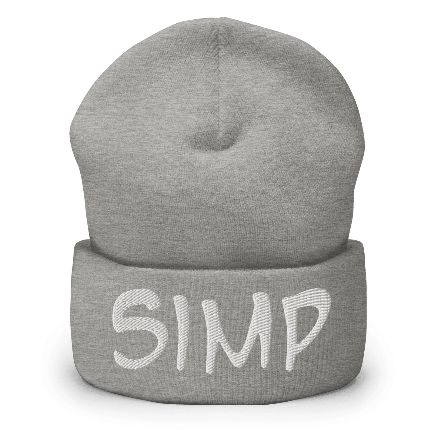 "SIMP" Cuffed Beanie Sage Graphics Heather Grey 