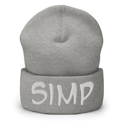 "SIMP" Cuffed Beanie Sage Graphics Heather Grey 