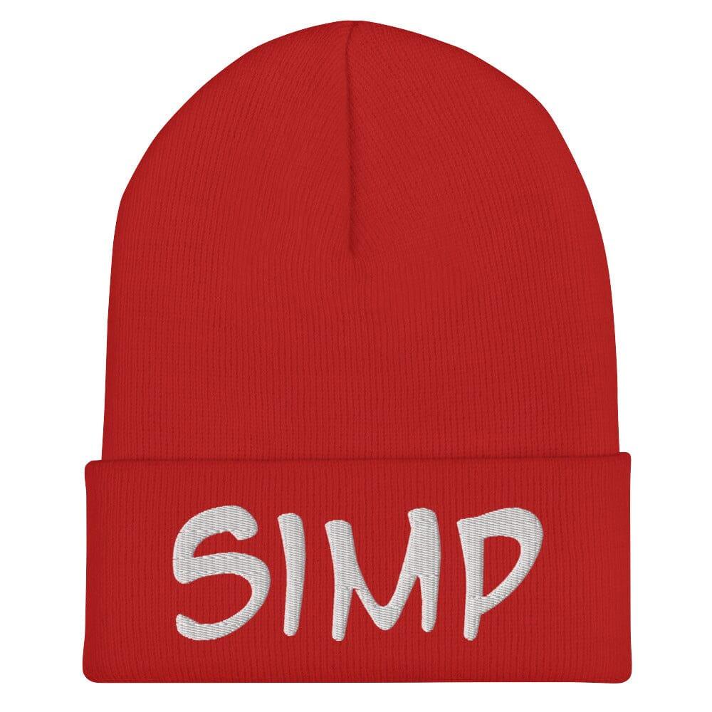 "SIMP" Cuffed Beanie Sage Graphics Red 