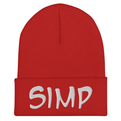 "SIMP" Cuffed Beanie Sage Graphics Red 