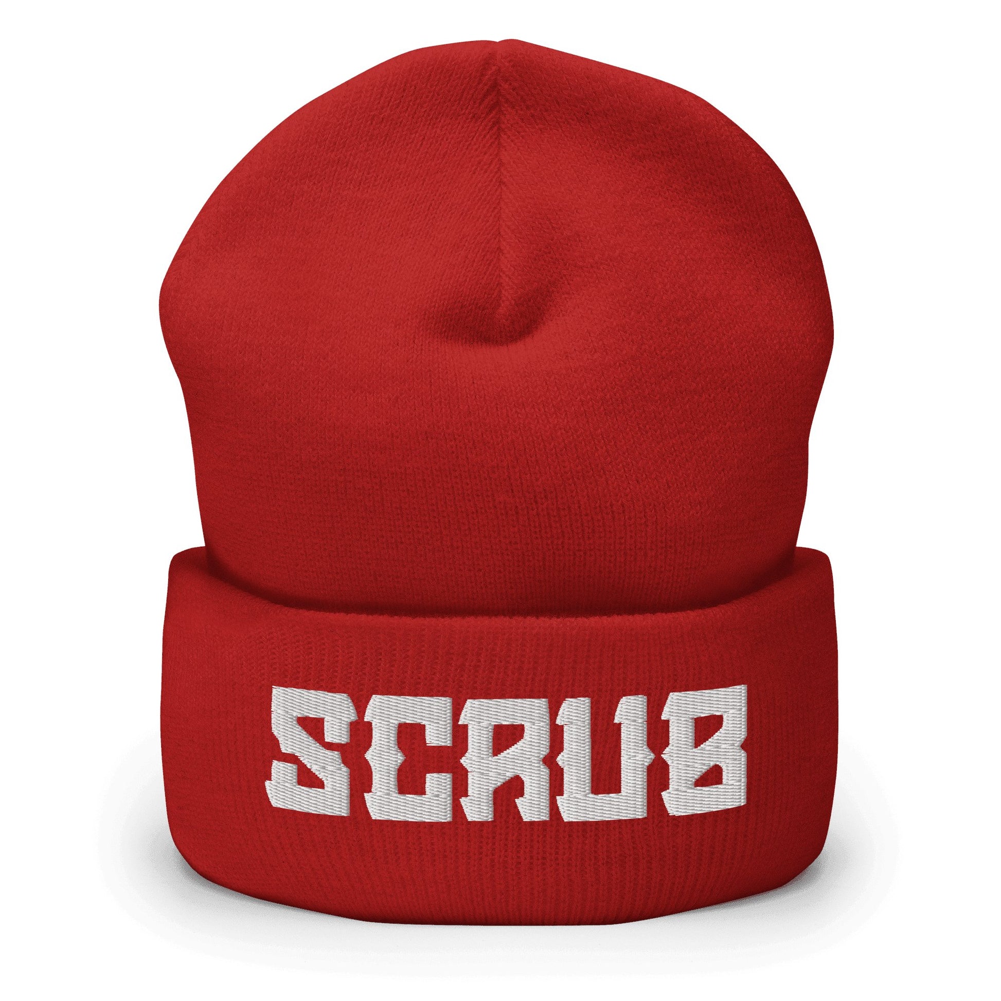 "Scrub" Cuffed Beanie Sage Graphics Red 