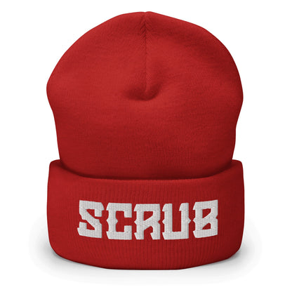 "Scrub" Cuffed Beanie Sage Graphics Red 