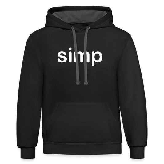 "Simp" Contrast Hoodie - black/asphalt