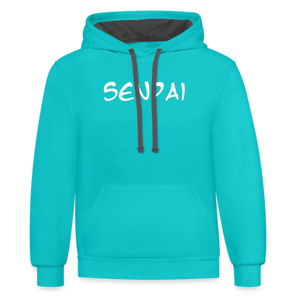 "Senpai" Contrast Hoodie - scuba blue/asphalt